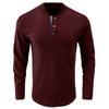 И Зимняя Мужская Футболка с Полуоткрытым Воротником Однотонная Футболка с Длинным Рукавом Повседневная Рубашка с Пуговицами