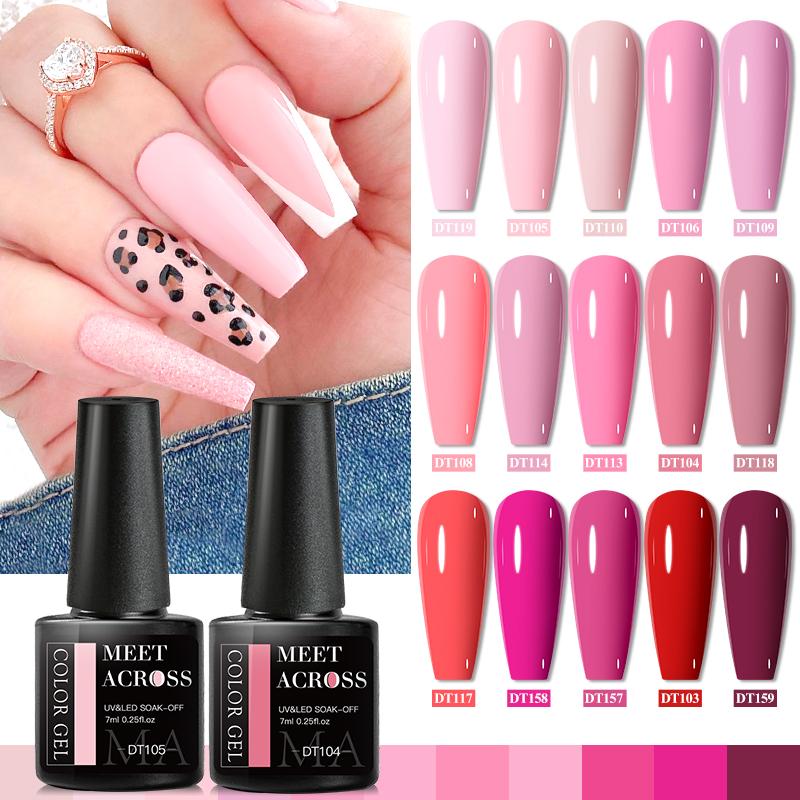 MEET ACROSS 8 шт./компл. цветной гель-лак для ногтей с блестками, набор гель-лаков с блестками, полуперманентный замачиваемый УФ-светодиодный гель-лак для маникюра