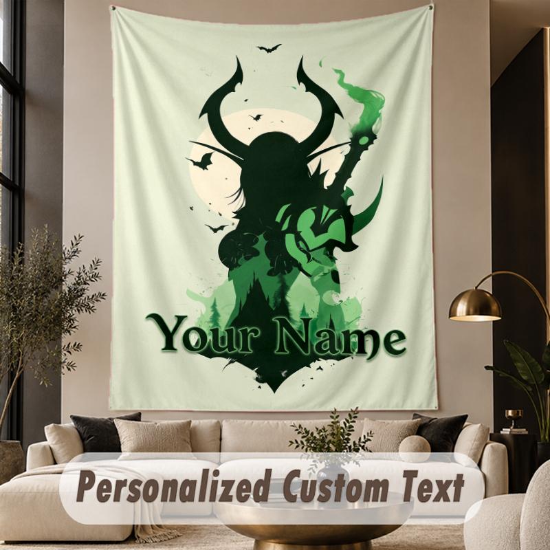 Custom Text Printed Tapestry World of Warcraft Pattern Large Wall Hanging Indoor Room Decor