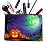 Cute Bat Print Organizer Halloween Storage Bag, with Pumpkin Ghost Pattern Design, Thickened Wear Resistant Canvas Bag Cosmetic Organizer, for