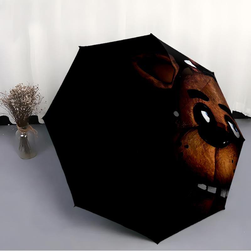 Freddy Bear Fashionable Automatic Opening/Closing Folding Umbrella. Portable and Foldable, Ideal for Gift, Travel, and Daily Use.