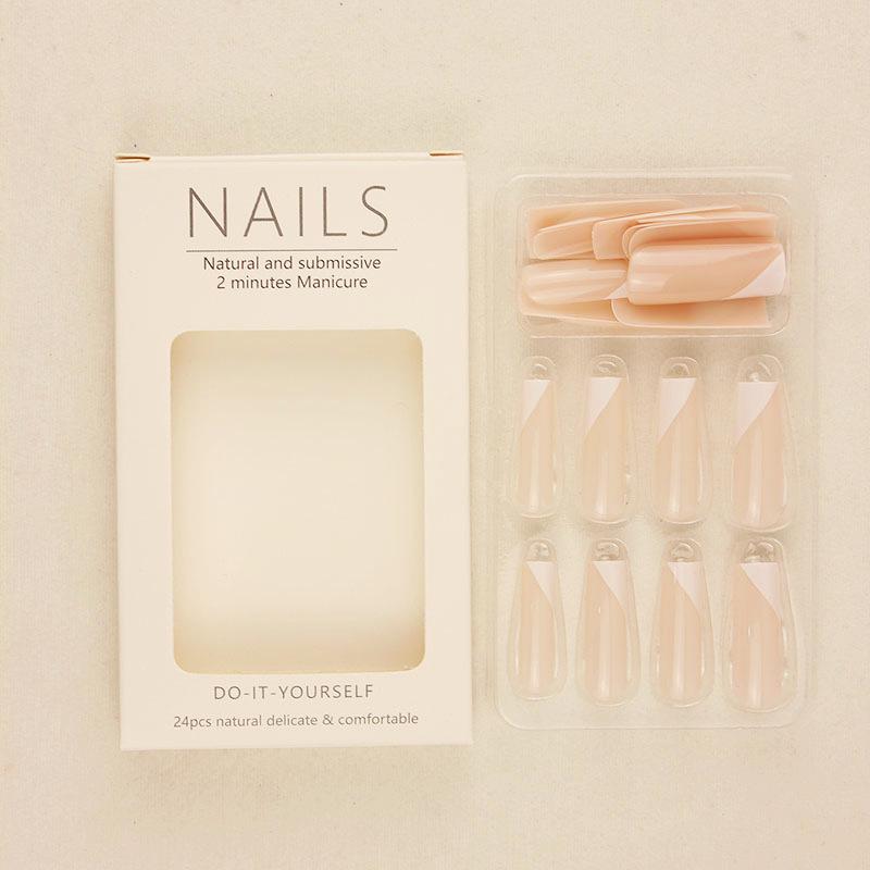 French White Edge Long Nail Tips - Removable False Nails