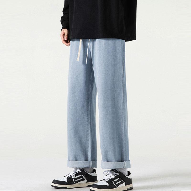 Мужские джинсы с широкими штанинами 2024 Y2K Мешковатые свободные джинсовые брюки Уличные брюки в стиле хип-хоп Винтажные джоггеры Спортивные брюки Джинсы на шнурке для мужчин Спортивные штаны
