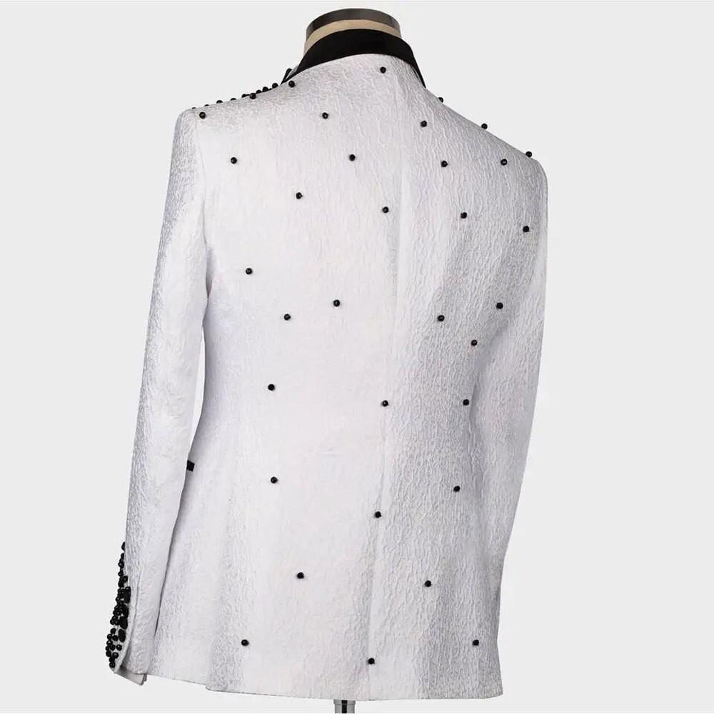 Роскошные черные мужские костюмы 2 предмета пиджак+брюки кристаллы цветочная аппликация свадебный смокинг пальто на заказ формальный офисный пиджак брюки