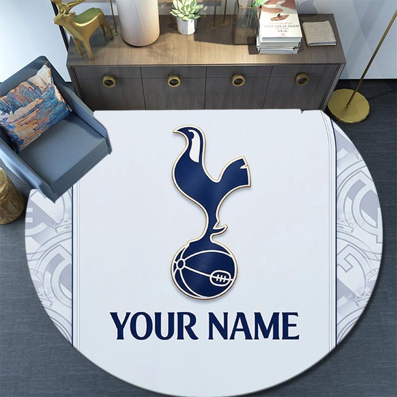 Custom Name Tottenham Round Area Rug,Carpet Rug for Living Room Bedroom Sofa Playroom Decor,Non-slip Floor Mat