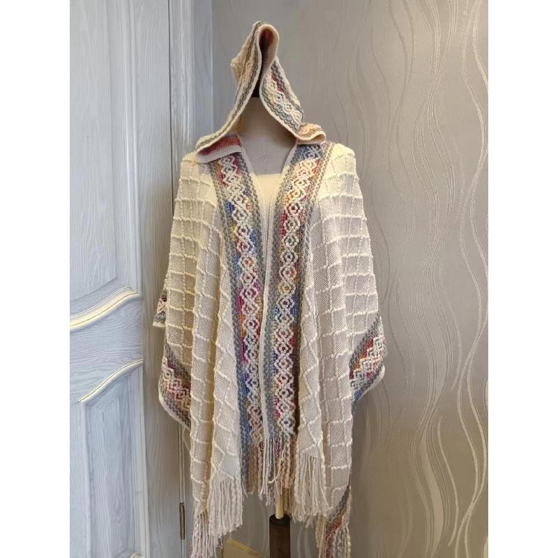 Новая дорожная вязаная шаль с капюшоном, универсальная, в западном стиле, национальная мода, многофункциональная, темпераментная женская шаль