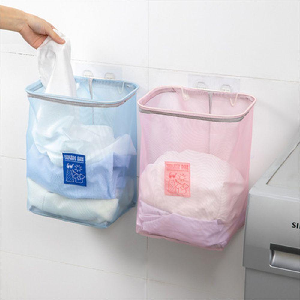 Mounted Mesh Organizer Bag Dirty Clothes Baskets Bathroom Storage Laundry Basket Clothing Bucket