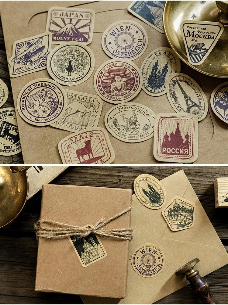 46 шт., набор наклеек «Путешествие в старые времена», винтажные штампы стран, заметки, дневник, наклейка с буквами, декоративный клей
