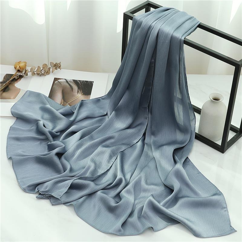 Headscarf Solid Color Silk Scarf Basic Versatile Scarf Women's Smooth Crepe Travel Scarf Xizang Travel Shawl