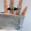 Fashionable Punk Bat Wing Ring Personality Double Finger Ring Jewelry Geometry Ring  Hip-hop