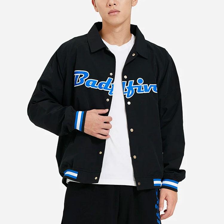 Li-Ning Badfive Полосатая однобортная куртка с буквенным принтом Мужская куртка черная AFDSC51-2