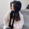 Зимняя милая теплая шапка с медвежьими ушками для женщин, ветрозащитная шапка для студентов, женская шерстяная шапка-бомбер, подарок