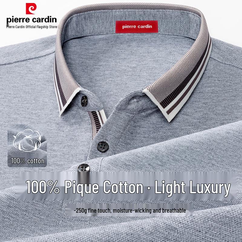 Pierre Cardin Мужская хлопковая футболка-поло с длинным рукавом 100%