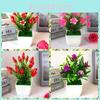 Lily Plastic Cherry Blossom Rose Flowers Potted Plant For Decor Home