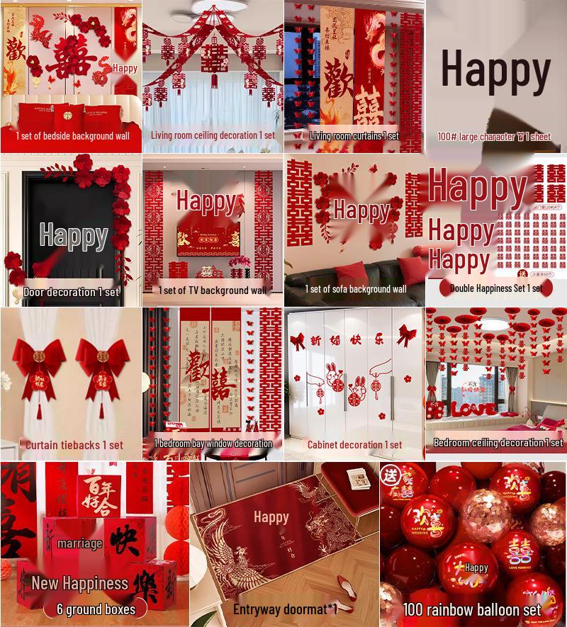 Полный набор для украшения свадебной комнаты: Предметы первой необходимости для декора спальни жениха и невесты