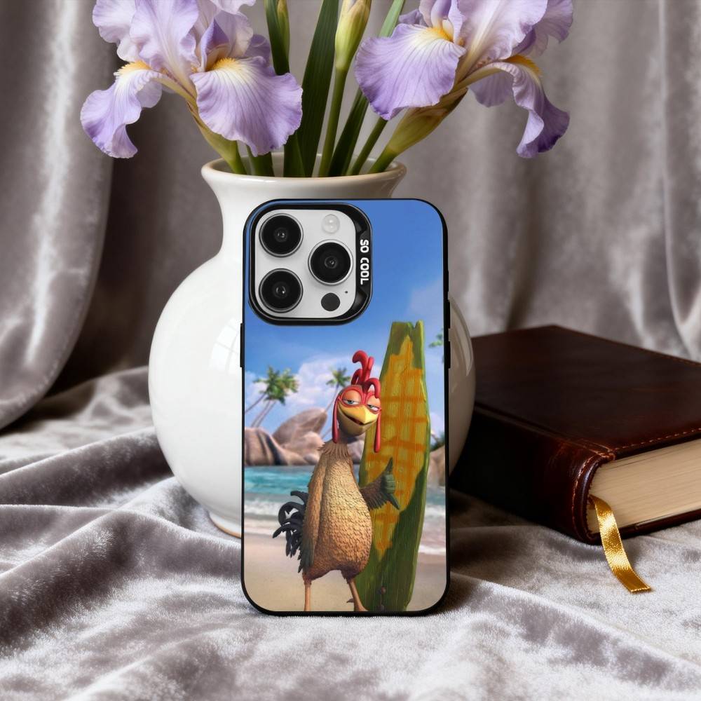 FUNNY C-Chicken-N J-Joe S-Surf Phone Case For iPhone17,16,15,14,13,12,11 Plus,Pro Max Black Candy silver phone case