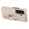 For Samsung Galaxy Z Fold7 5G Case Kickstand Card Slots Leather Coated TPU Cover with Shoulder Strap