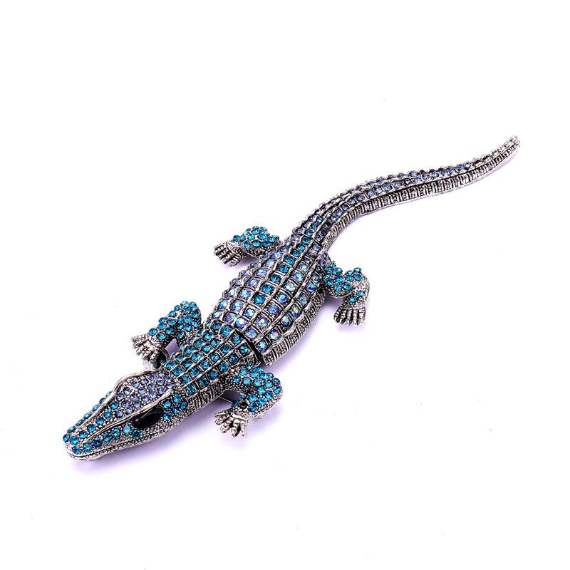 Rhinestone Crocodile Brooch Vintage Animal Pins Jewelry Ladies Party Accessories