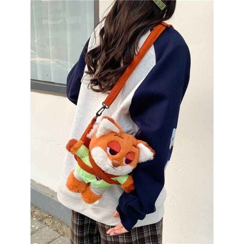 Zootopia Judy Hopps Nick Wilde Cute Plush Crossbody Bag With Cartoon Animal Design For Daily Use