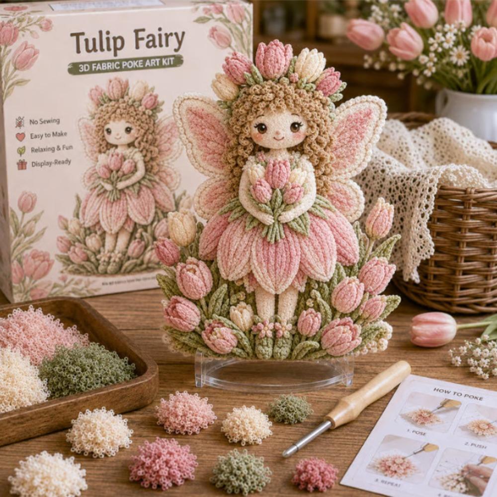 Handmade Flower Fairy Poke Art Kit Thick Board Embroidery Craft Set 3D Festive Plaque  Craft Lovers