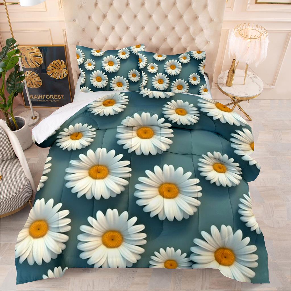 Comforter Flowers Animal Theme Home Comforter Quilted Blanket Goose Down Duvet Quilt 100% Polyester King Queen 3D Blanket Size Twin