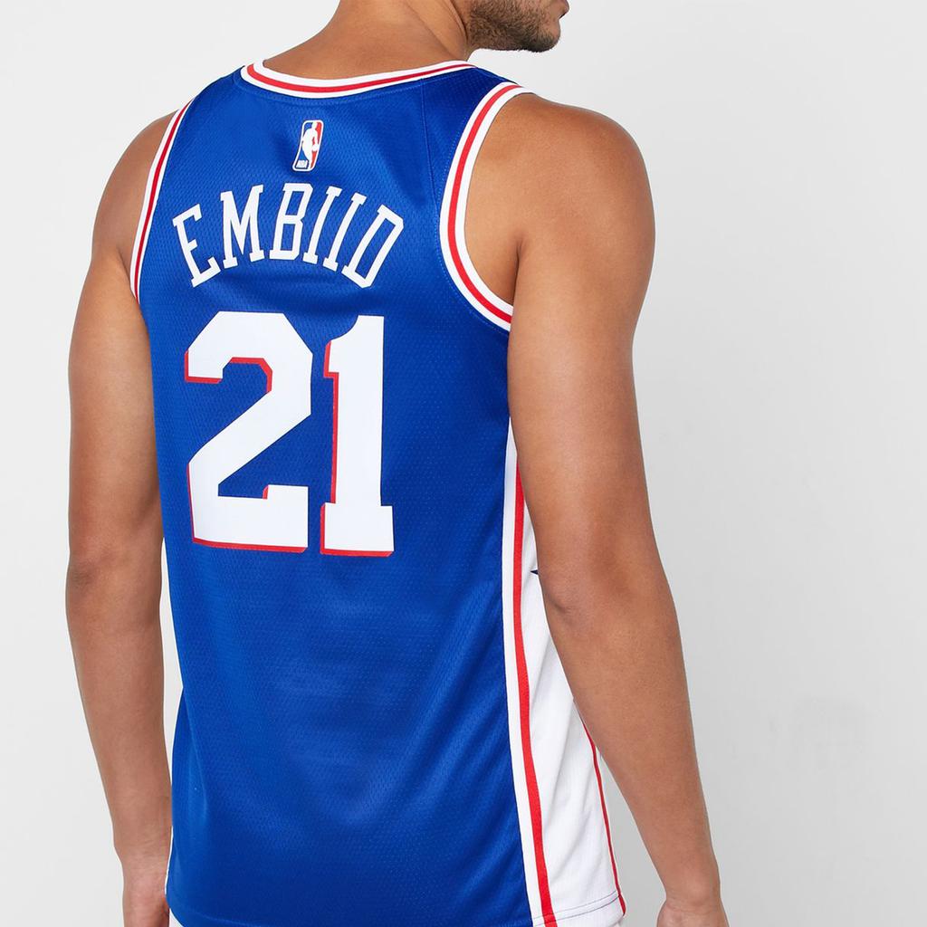 Nike Мужские баскетбольные майки Joel Embiid № 21 Philadelphia 76ers синие CJ7678-498
