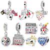 Copper Playing Cards Magic Hat Pendants Dice Alarm Clock Cup Beads Charms Fit Original Bracelets Diy Jewelry