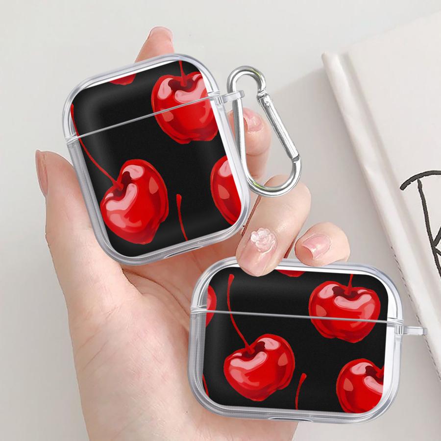 Прозрачные чехлы для наушников Чехол-футляр Для Airpods 4 2 Pro 3 Pro2 1 Pro3 Красная вишня