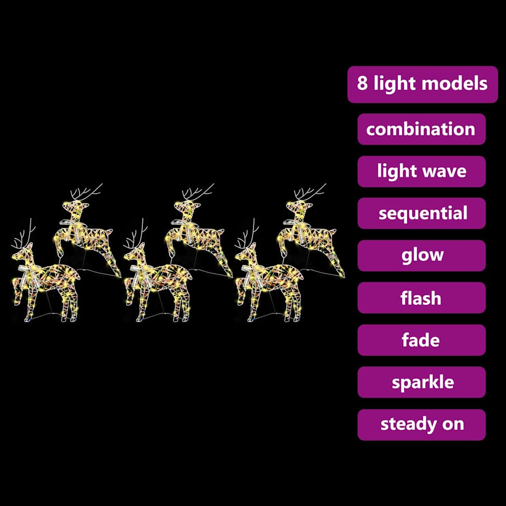 LED Reindeer 6 pcs. 180 LEDs Multicolor 44 x 18 x 65.5 cm PET