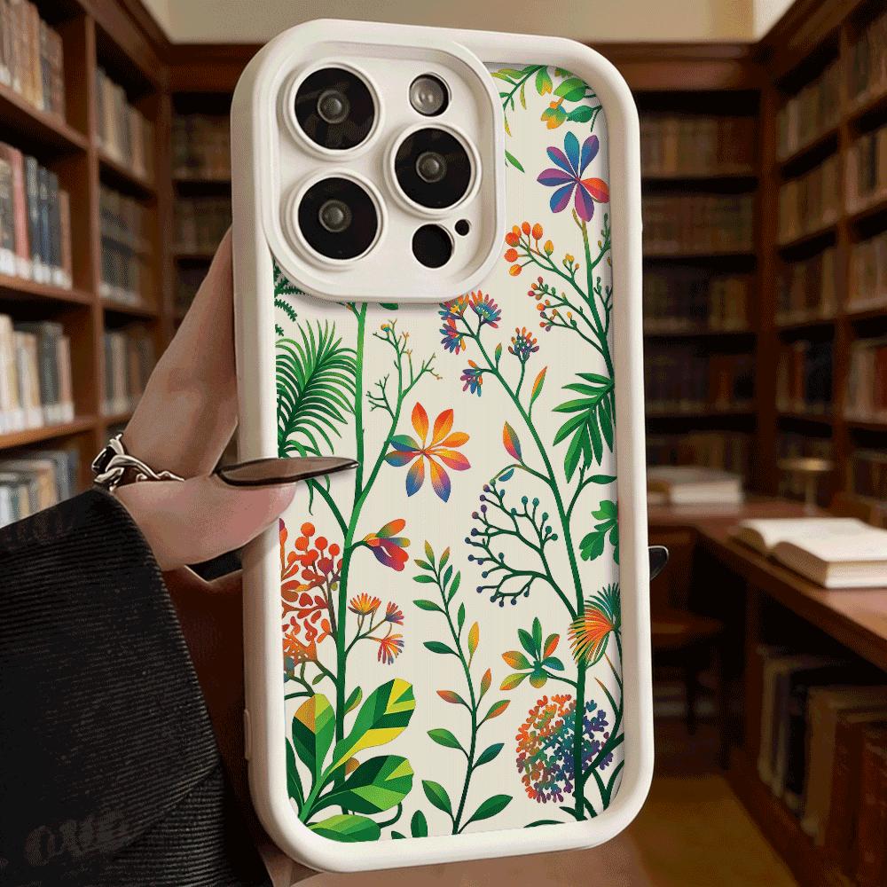 Rainbow Botanical Leaves Pattern Luxury Anti-Slip Phone Case For Xiaomi Redmi Note 15 14 13 12 11 10 9 Pro Full Protective Cover