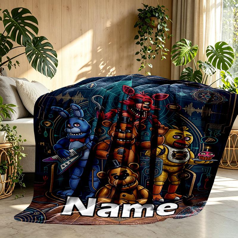 Custom Name Personalized Five Nights at Freddy's Print Blanket, Home Decor, Bedroom, Sofa, Camping, Couch, Gifts for Birthday Christmas