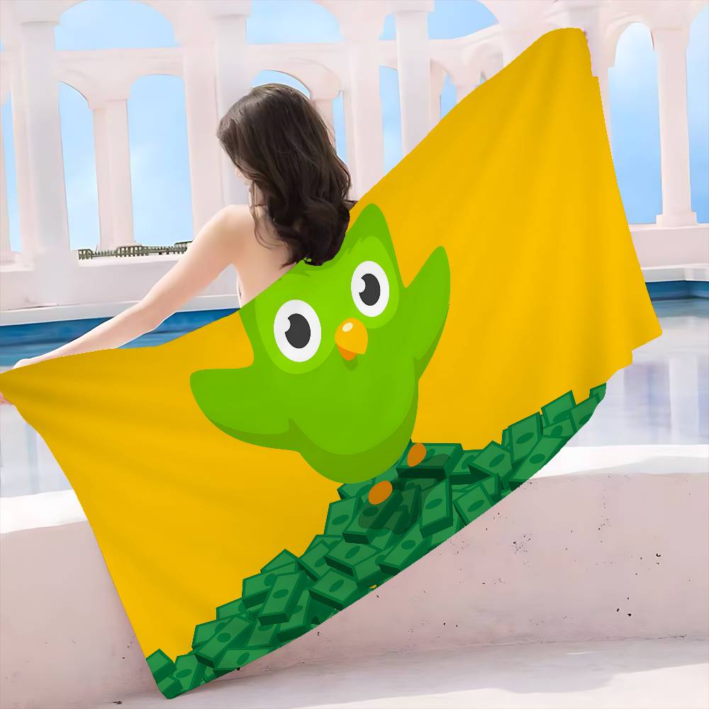 Забавный D-Duolingo Микрофибра Печатное Пляжное Полотенце Альпинизм Йога Пляж Плавание Бег Впитывающее Мягкое Полотенце