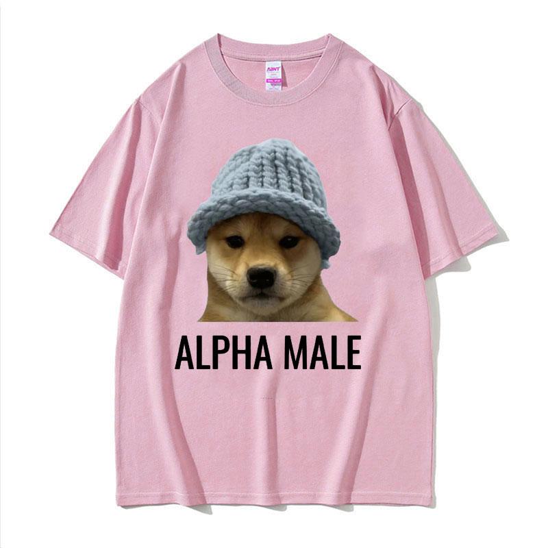 Alpha Male Funny Dog Meme Tshirts for Unisex Women Clothing Retro Fashion T Shirt Casual Oversized Short Sleeve Tshirts Streetwear