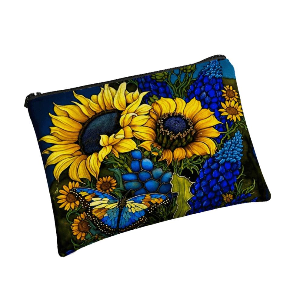 Double-sided Printed Toiletries Organizer Floral Cosmetics Storage Bag Outdoor Use