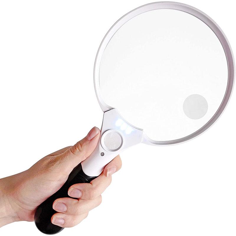 25X Magnifying Glass 3LED Extra Reading Magnifier Light Jewelry Large Handheld