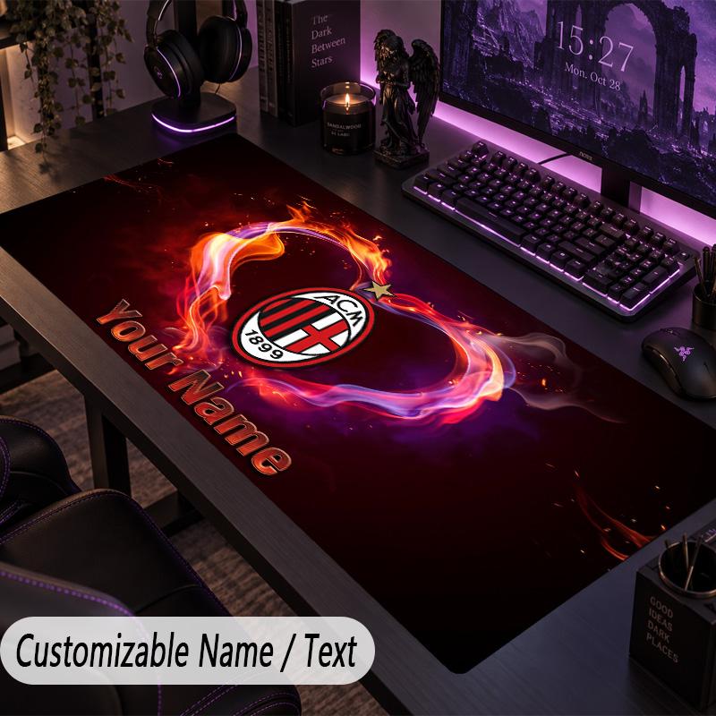 Large Mouse PadAC Milan Custom Name Text Personalized Desk Mat Non Slip Gaming Pad