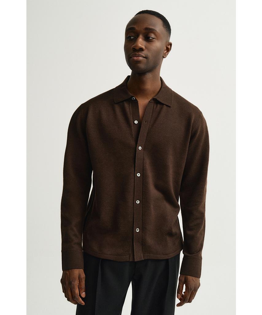 IOLO Silk Blended Knit Shirt_Brown