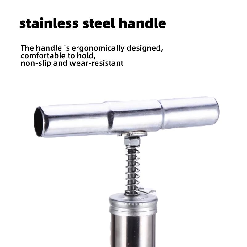 Durable High-Pressure Stainless Steel Manual Air Pump Portable Hand Operated Inflator for Bicycle & Car Tire Filling