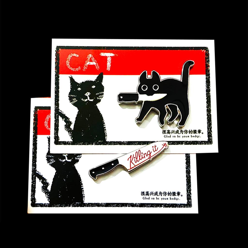 Креативная мультяшная черная кошка в форме популярной эмалированной булавки, значок на лацкан, брошь, забавная