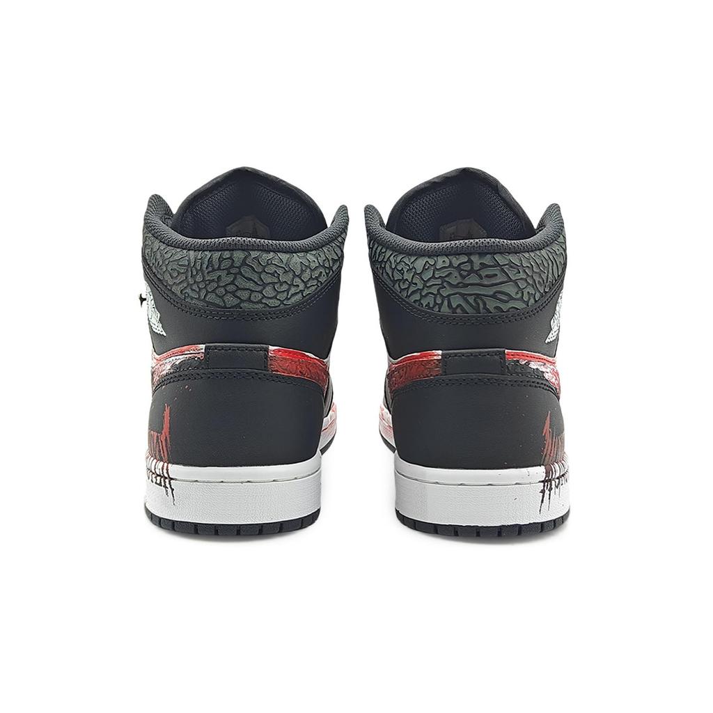 Jordan Air Jordan 1 Mid SE 'Panda Elephant' Износостойкие Средние Винтажные Баскетбольные Кроссовки Мужские Черные Красные FB9911-001(Команда1284- S)