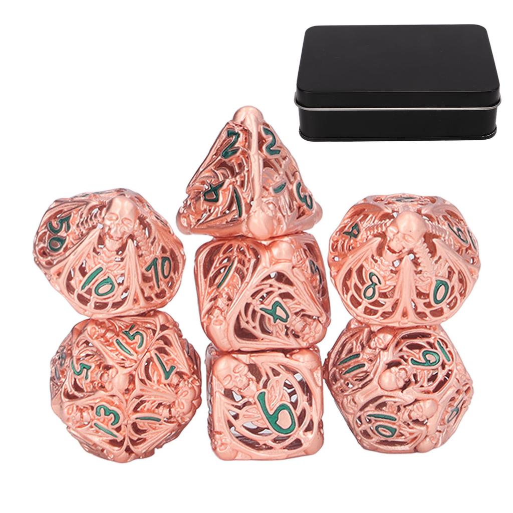 7 шт. Набор полых многогранных игральных костей для праздничной вечеринки с рисунком черепа, металлические игральные кости, реквизит для настольной карточной игры