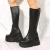 Fashion Women's Long Boots 2025 Autumn Winter New Thick Bottom Punk Style Knee High Boots for Women Black Wedges High Heels Gothic Botas