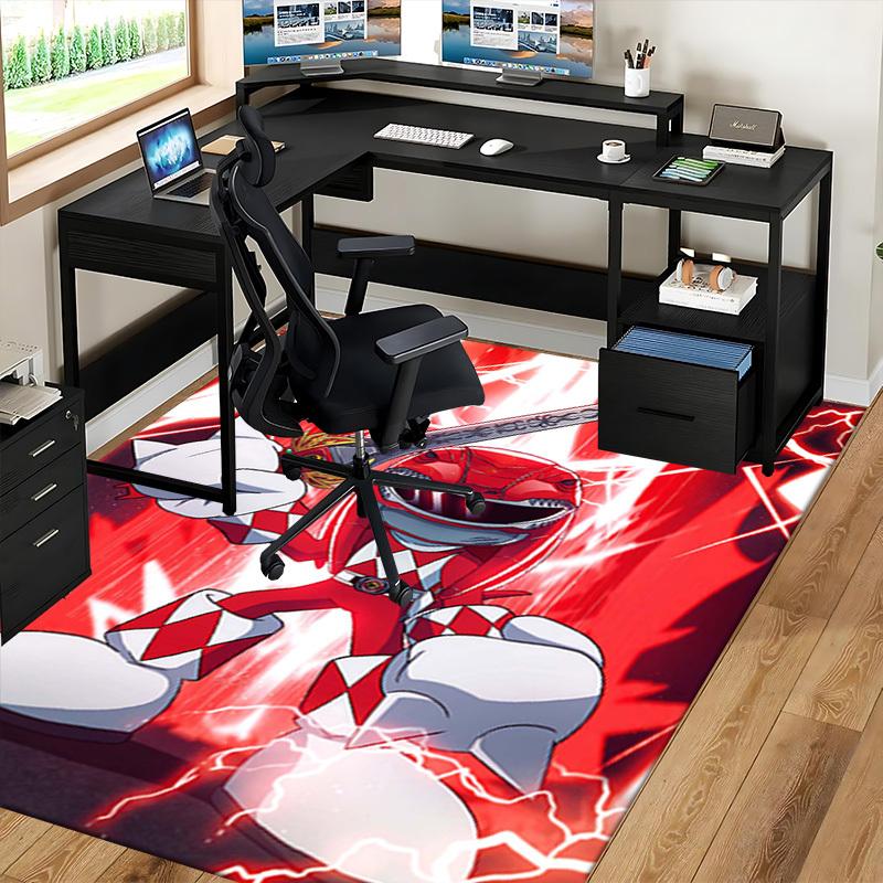 1pc Red Ranger Sword Office Chair Mat - Anime Cartoon Design, Non-Slip Carpet for Home Decor, Suitable for All Seasons.T072