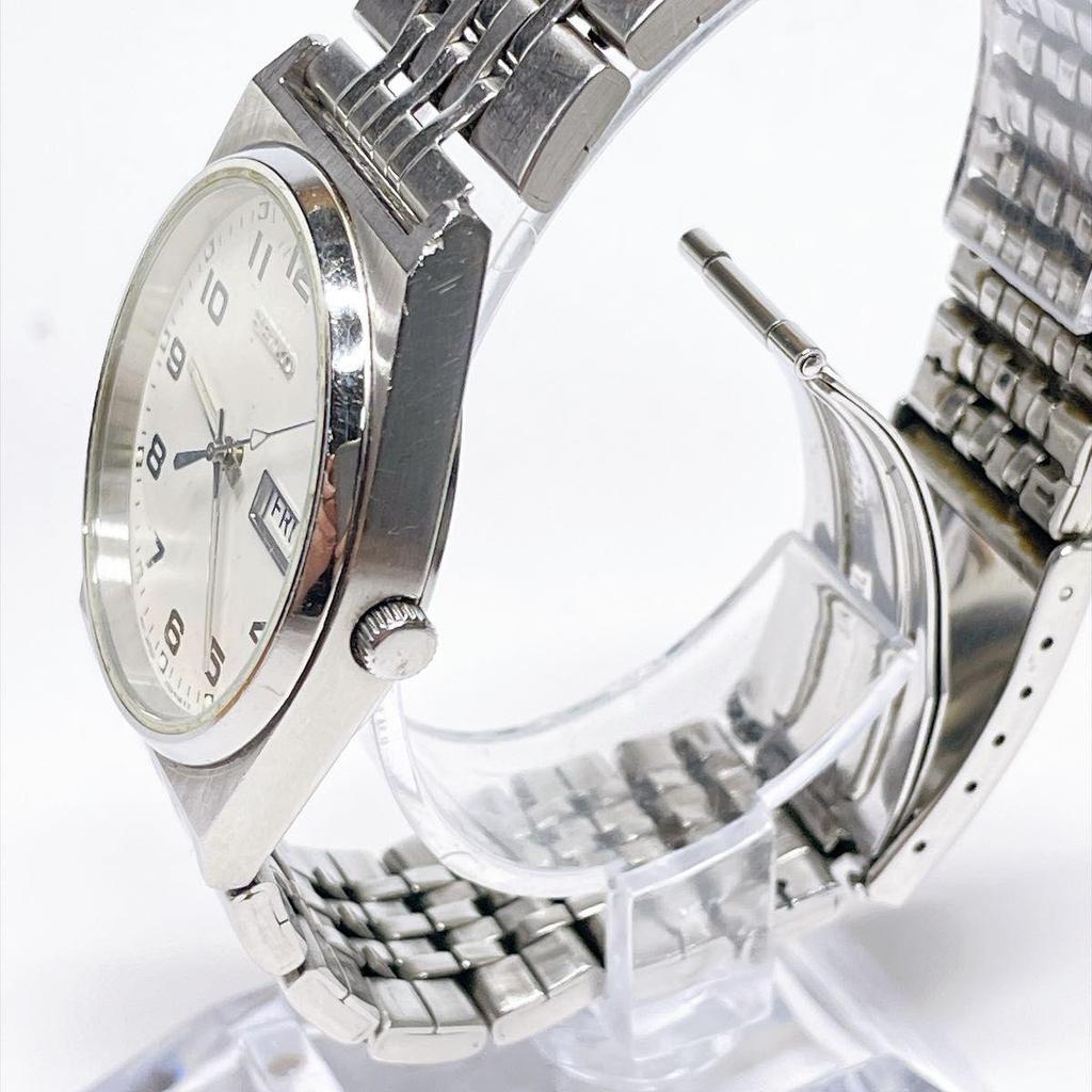 Used 457 SEIKO Men's Watch Quartz Day-Date New Battery Working