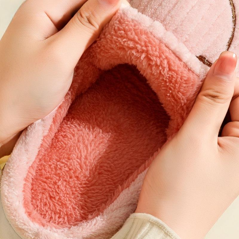 Winter Female Cotton Slippers Couple Home Indoor Warm Cartoon Bear Delicate Plush Slipper