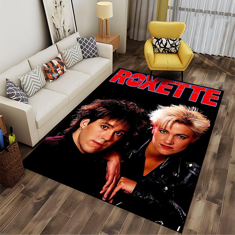 """Ковер с портретом группы Roxette"" подходит в качестве нескользящего коврика для гостиной или дивана в спальне"""