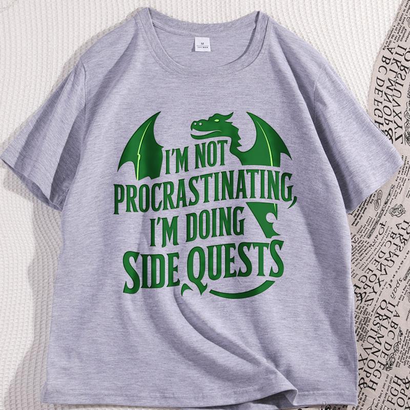 Im Not Procrastinating Funny Game Tshirt Causal Cotton Short Sleeve Round Neck Tshirt Oversized Streetwear Man Clothing