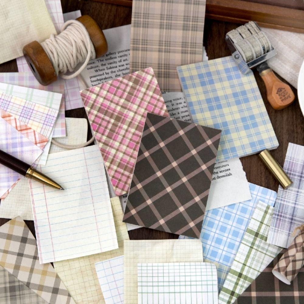 40pcs/pack Plaid Series Scrapbook Material Paper Aesthetic Pastel Collage Materials Vintage Base Paper DIY