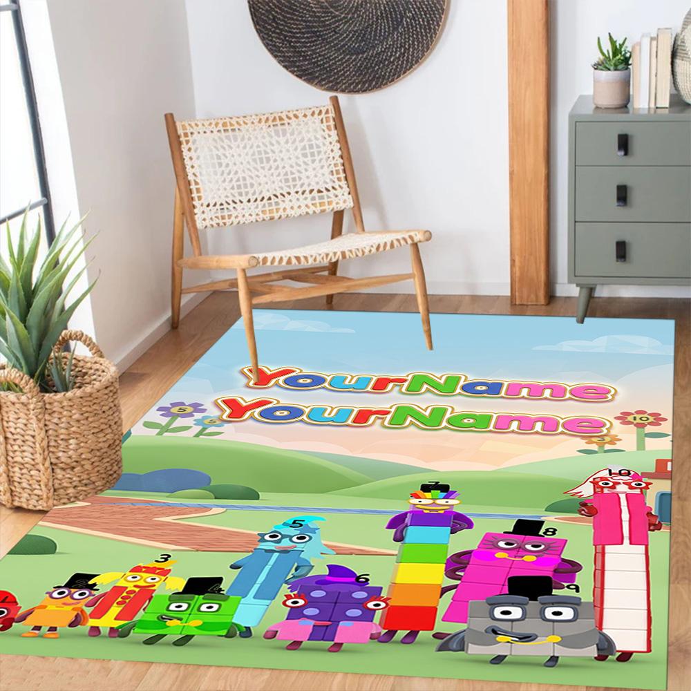 Numberblocks Customizable Name Area Rug Design for Living Rooms Study room Entryway Dormitory Antislip Carpet Anime Office Decor Spiritual Gift