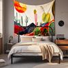 Watercolor color-block tapestry world map fabric wall hanging for bedroom and study room wall decoration background fabric